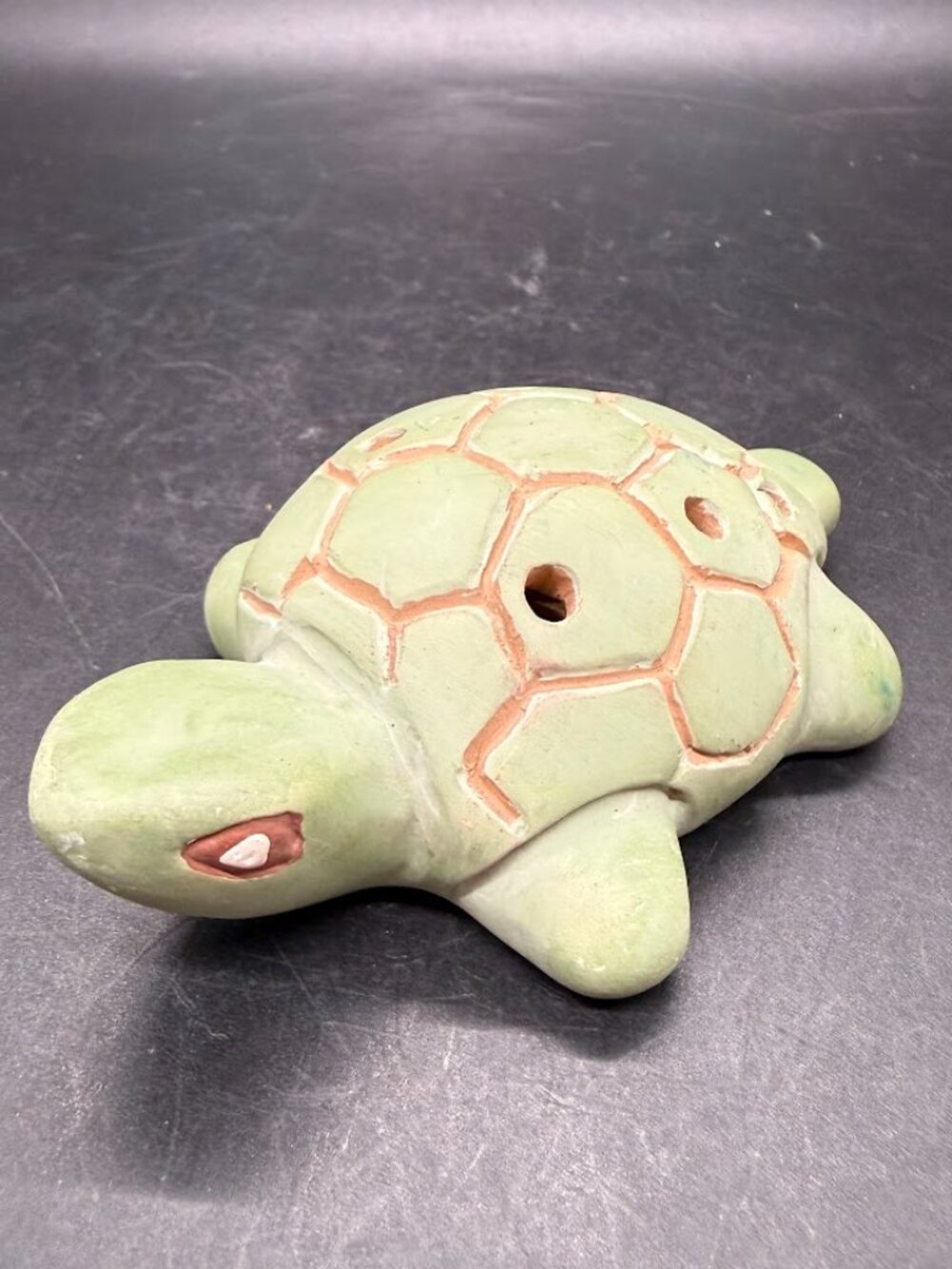 Vintage Terra Cotta Pottery Turtle Ocarina Whistle Flute Abya Yala Latin America